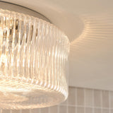 Dar Twyman 4 Light Bathroom Ceiling Light Polished Chrome and Ribbed Glass IP44