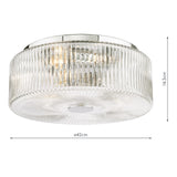 Dar Twyman 4 Light Bathroom Ceiling Light Polished Chrome and Ribbed Glass IP44
