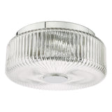 Dar Twyman 3 Light Flush Polished Chrome and Ribbed Glass IP44