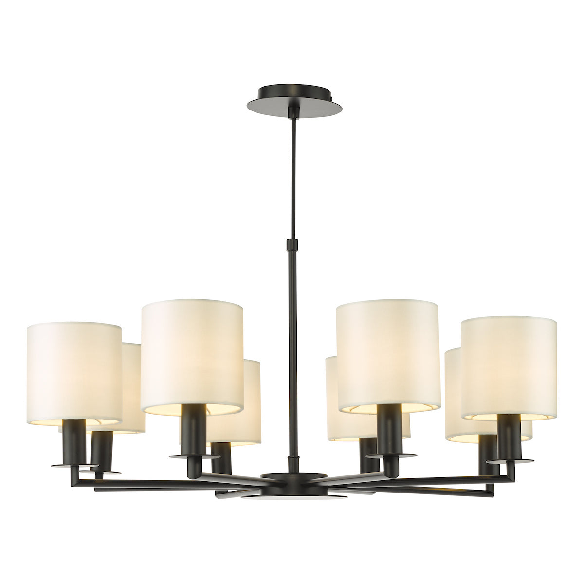 Dar Tyler 8 Light Armed Pendant Matt Black With Shade