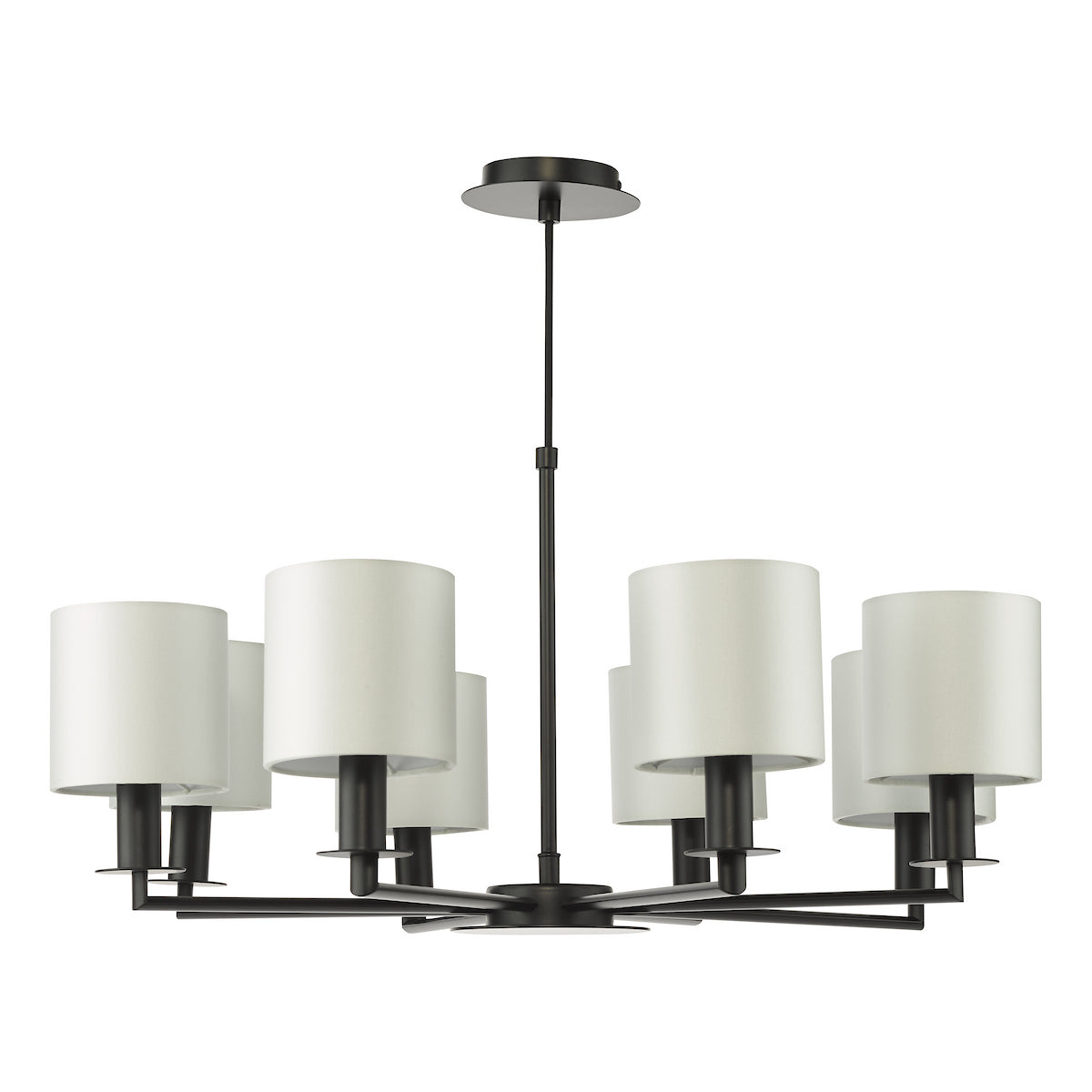 Dar Tyler 8 Light Armed Pendant Matt Black With Shade