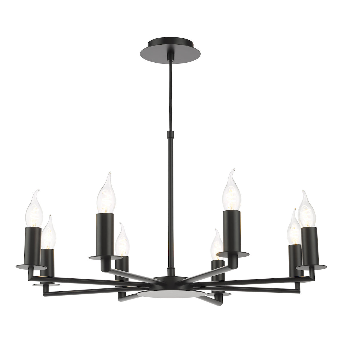 Dar Tyler 8 Light Armed Pendant Matt Black Fitting Only