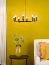 Dar Tyler 8 Light Armed Pendant Matt Black Fitting Only