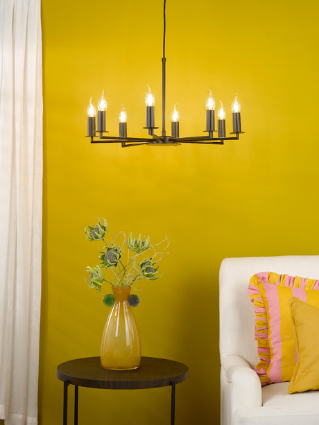 Dar Tyler 8 Light Armed Pendant Matt Black Fitting Only