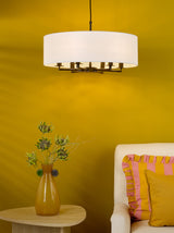 Dar Tyler 6 Light Shadelier Matt Black and White With Shade