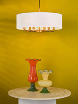 Dar Tyler 6 Light Shadelier Antique Bronze and White With Shade