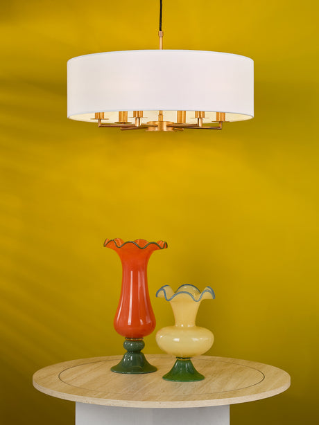 Dar Tyler 6 Light Shadelier Antique Bronze and White With Shade