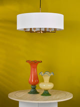 Dar Tyler 6 Light Shadelier Antique Bronze and White With Shade