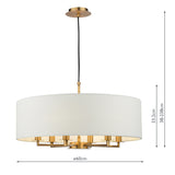 Dar Tyler 6 Light Shadelier Antique Bronze and White With Shade