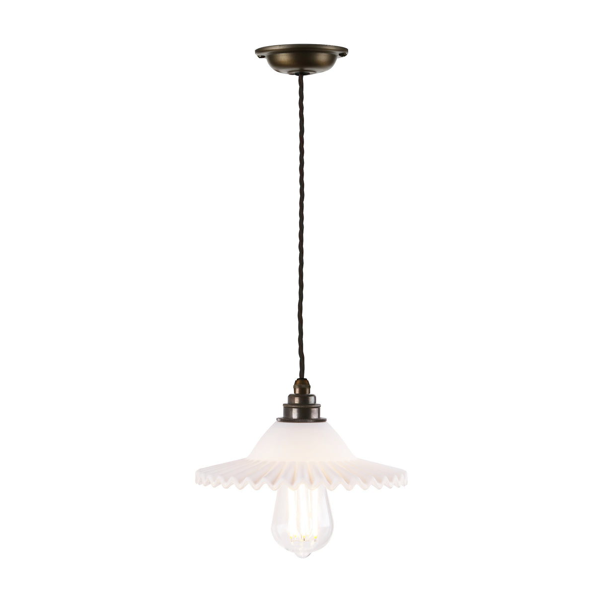 David Hunt Tysoe Pendant Opal Glass and Antique Brass