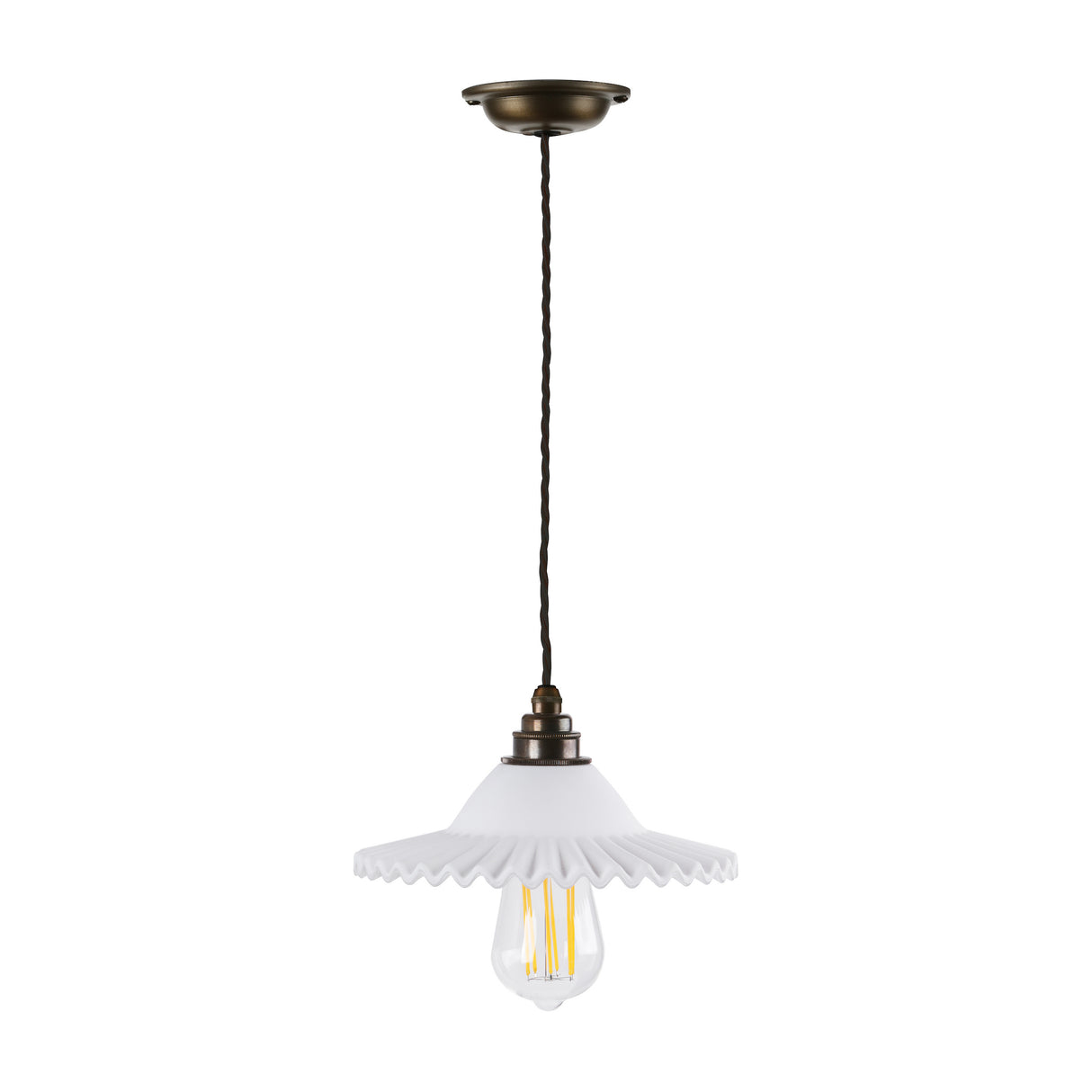 David Hunt Tysoe Pendant Opal Glass and Antique Brass