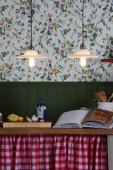 David Hunt Tysoe Pendant Opal Glass and Antique Brass