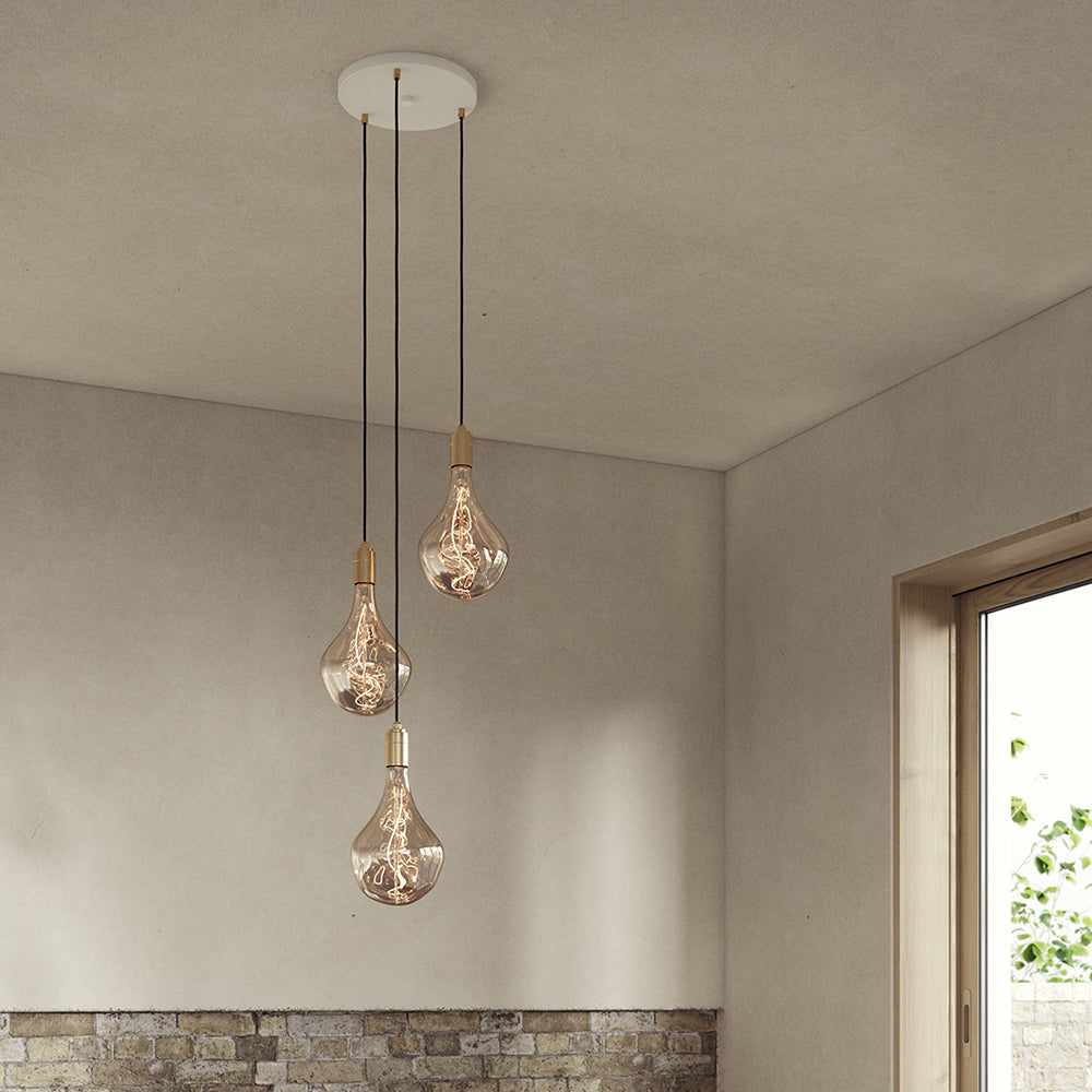 Tala Triple Pendant Brass with Voronoi II, White Canopy