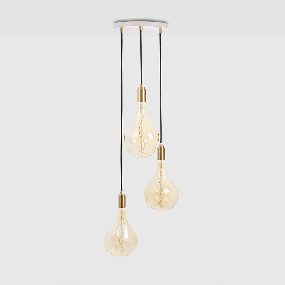 Tala Triple Pendant Brass with Voronoi II, White Canopy