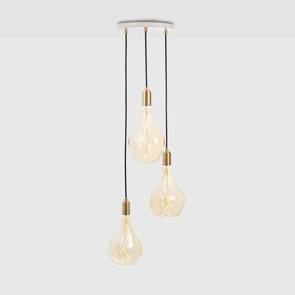 Tala Triple Pendant Brass with Voronoi II, White Canopy