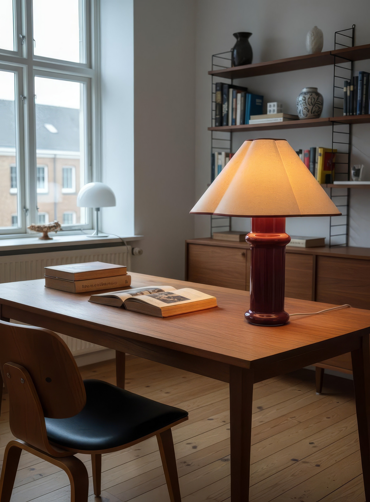 Tala Heath Table Lamp in Port Red with Shade