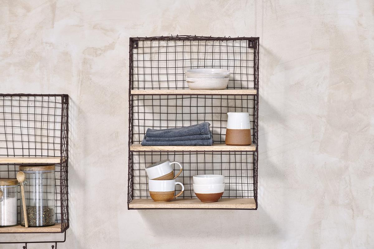 Nkuku Tamba Wall Hung Shelf Rust & Mango Wood