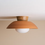 Studio Haran Dawn Flush Ceiling Light in Ceramic and Oak