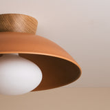 Studio Haran Dawn Flush Ceiling Light in Ceramic and Oak