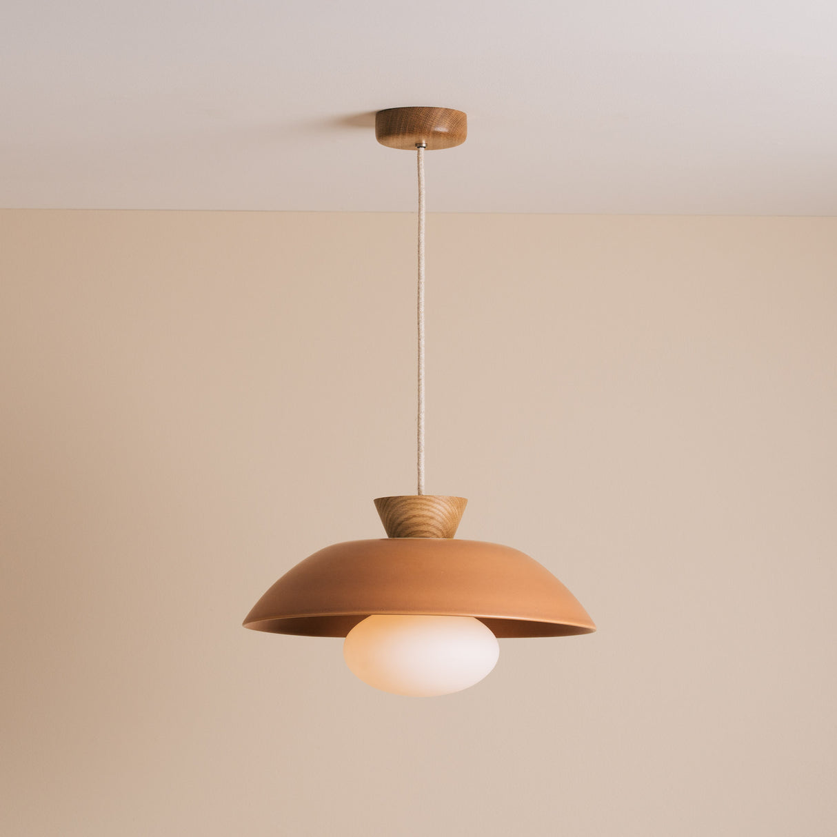 Studio Haran Dawn Pendant Light in Ceramic and Oak