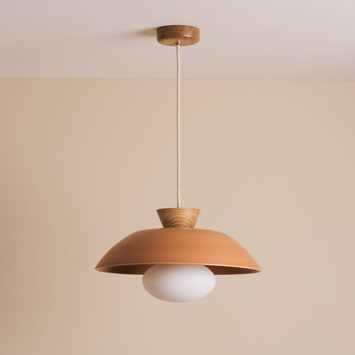 Studio Haran Dawn Pendant Light in Ceramic and Oak
