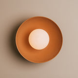 Studio Haran Dawn Flush Wall Light in Ceramic and Oak