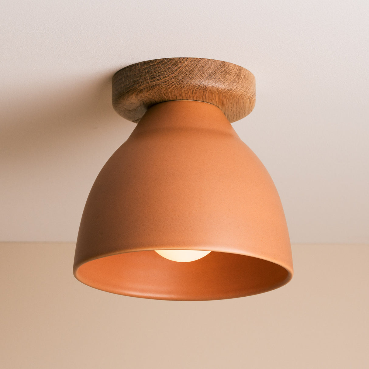 Studio Haran Element Flush Ceiling Light in Ceramic and Oak