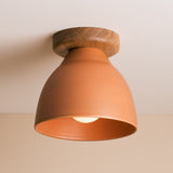 Studio Haran Element Flush Ceiling Light in Ceramic and Oak