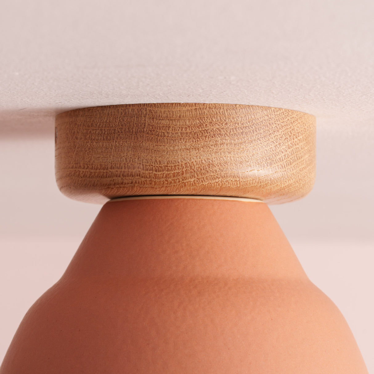 Studio Haran Element Flush Ceiling Light in Ceramic and Oak
