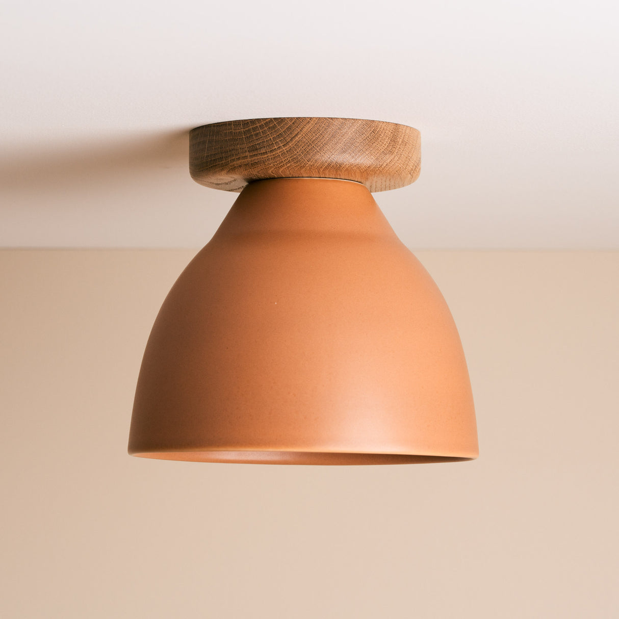 Studio Haran Element Flush Ceiling Light in Ceramic and Oak