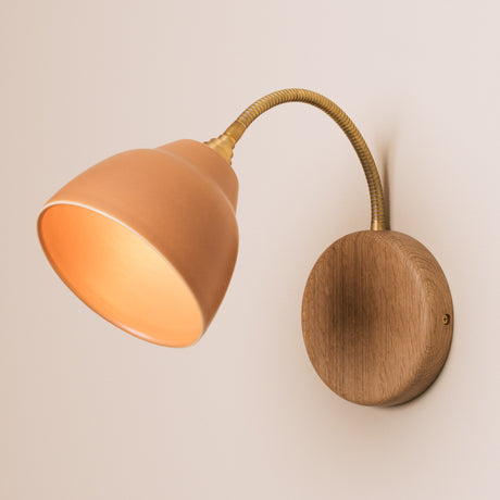 Studio Haran Flex Wall Light in Brass/Nickel, Ceramic and Oak