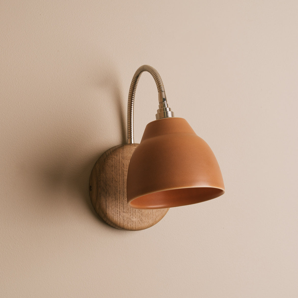 Studio Haran Flex Wall Light in Brass/Nickel, Ceramic and Oak