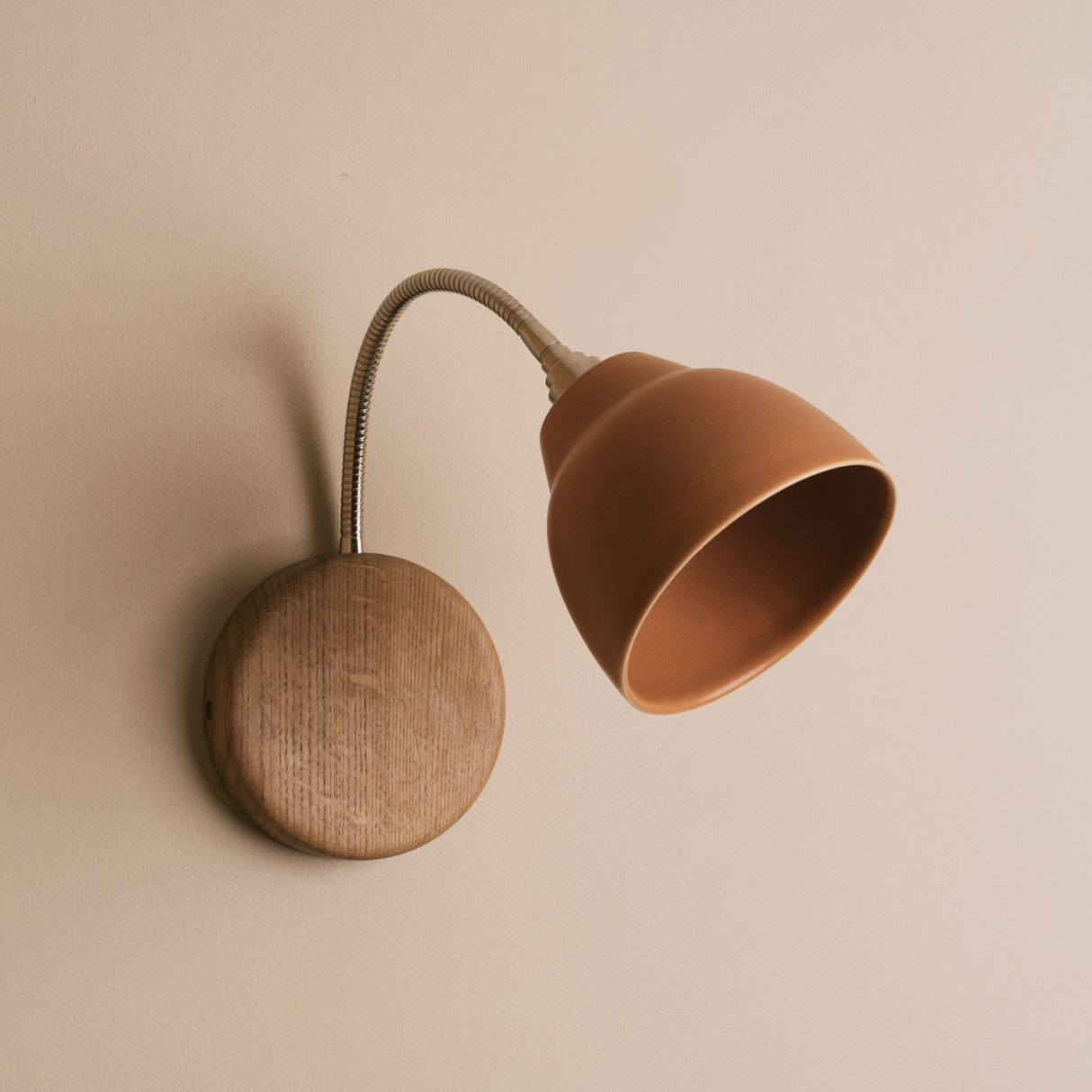 Studio Haran Flex Wall Light in Brass/Nickel, Ceramic and Oak