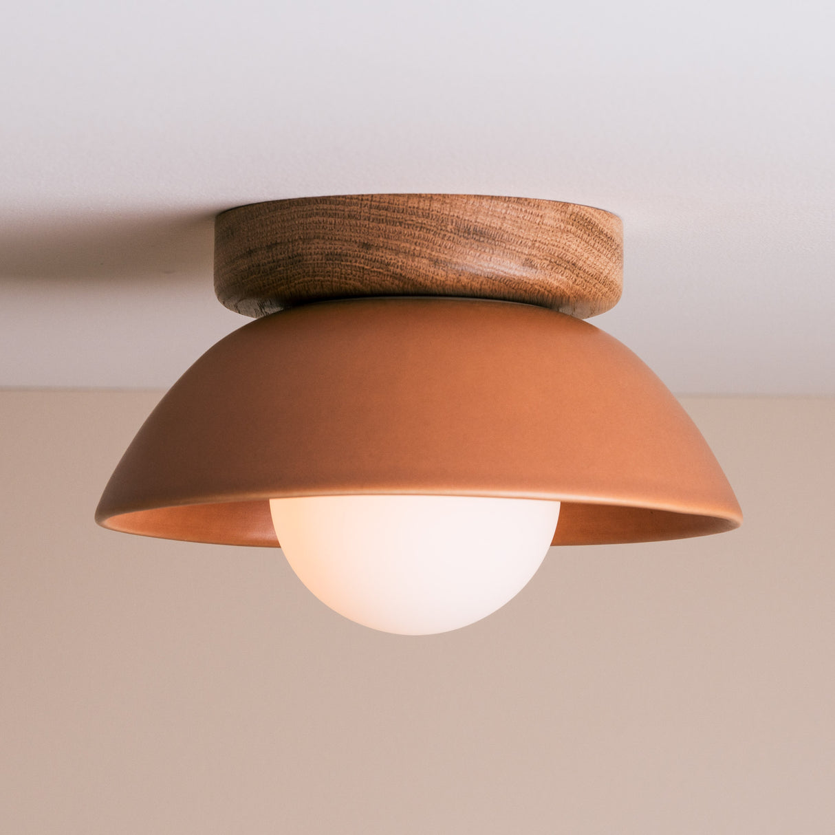 Studio Haran Small Dawn Ceiling Light in Ceramic and Oak