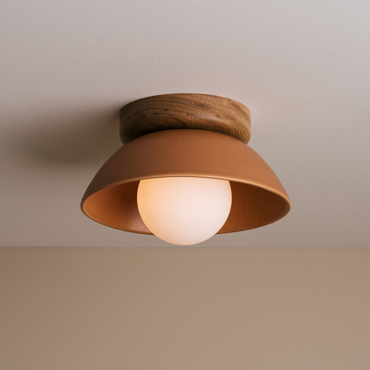 Studio Haran Small Dawn Ceiling Light in Ceramic and Oak