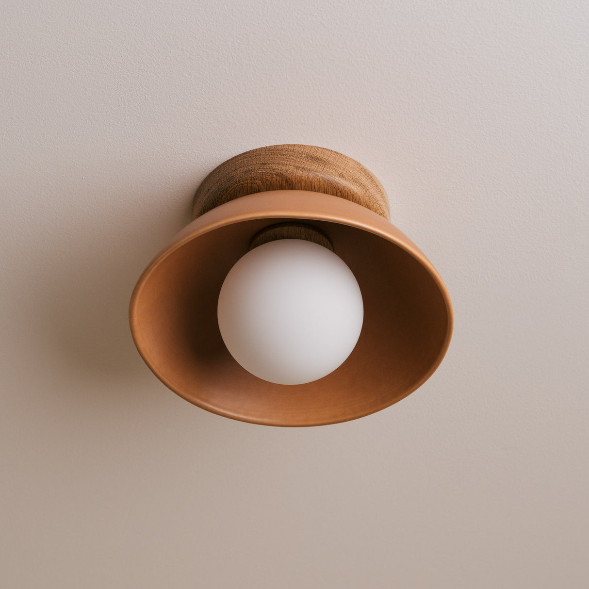 Studio Haran Small Dawn Ceiling Light in Ceramic and Oak