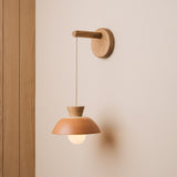 Studio Haran Small Dawn Hanging Wall Light in Ceramic and Oak