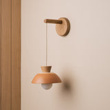 Studio Haran Small Dawn Hanging Wall Light in Ceramic and Oak