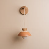 Studio Haran Small Dawn Hanging Wall Light in Ceramic and Oak