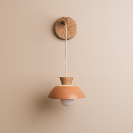 Studio Haran Small Dawn Hanging Wall Light in Ceramic and Oak