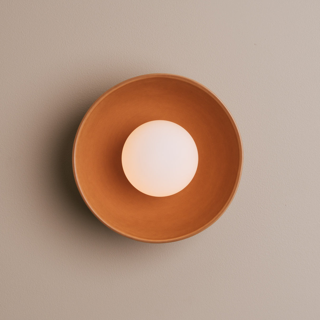 Studio Haran Small Dawn Wall Light in Ceramic and Oak