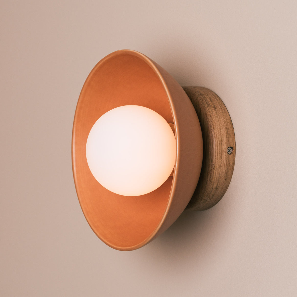 Studio Haran Small Dawn Wall Light in Ceramic and Oak