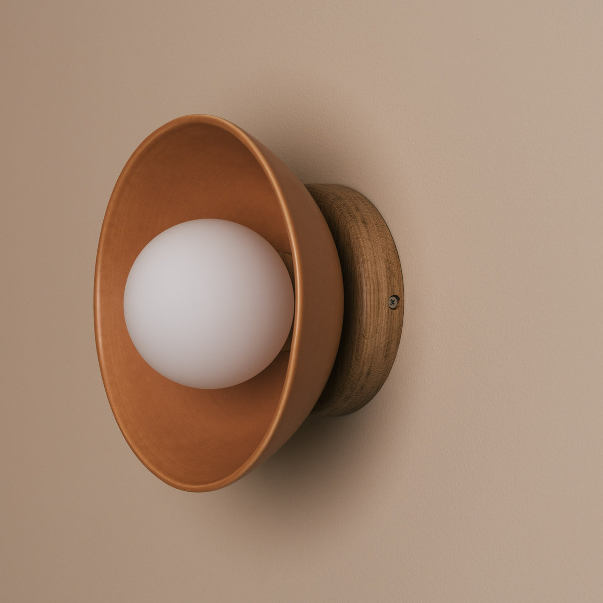 Studio Haran Small Dawn Wall Light in Ceramic and Oak