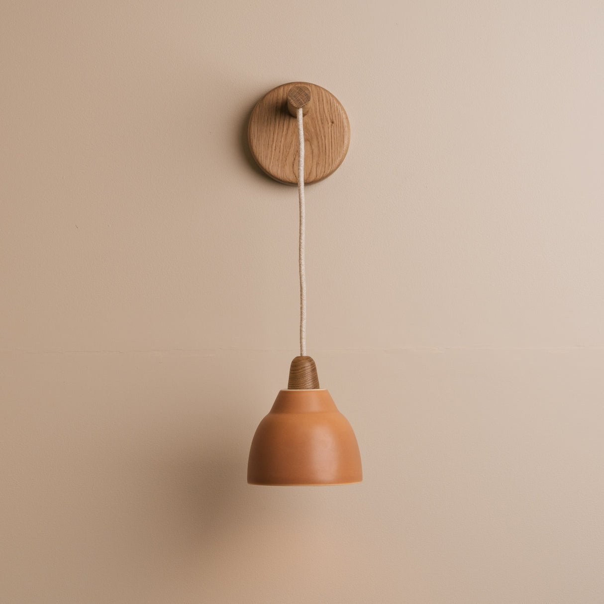 Studio Haran Small Element Hanging Wall Light in Ceramic and Oak