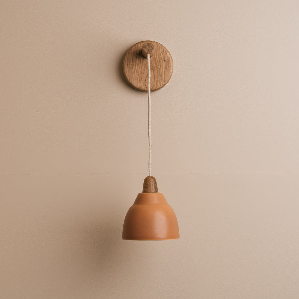 Studio Haran Small Element Hanging Wall Light in Ceramic and Oak