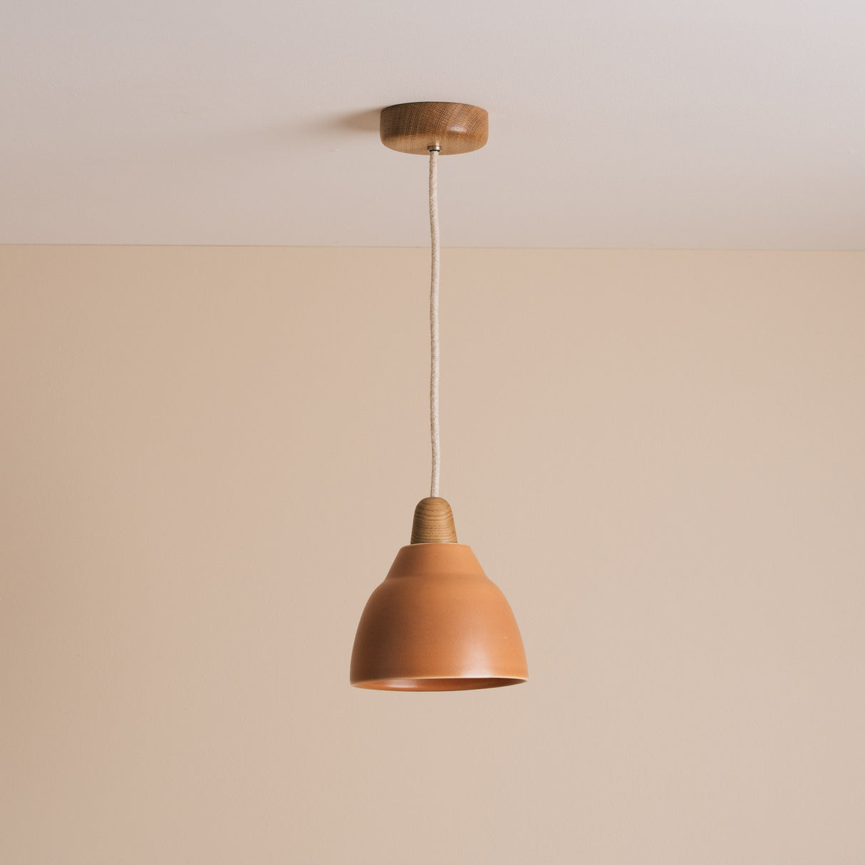 Studio Haran Small Element Pendant Light in Ceramic and Oak