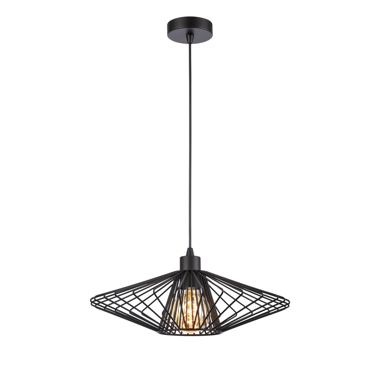 Franklite Thatch Pendant Matt Black Small
