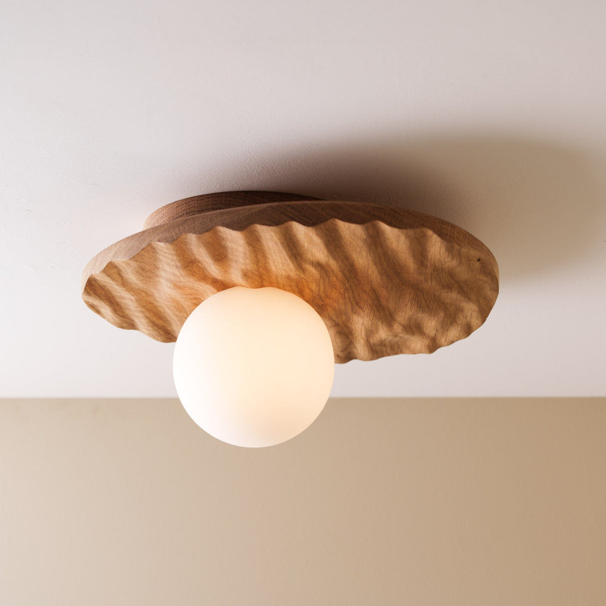 Studio Haran Towan Flush Ceiling Light in Solid Wood