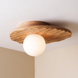 Studio Haran Towan Flush Ceiling Light in Solid Wood