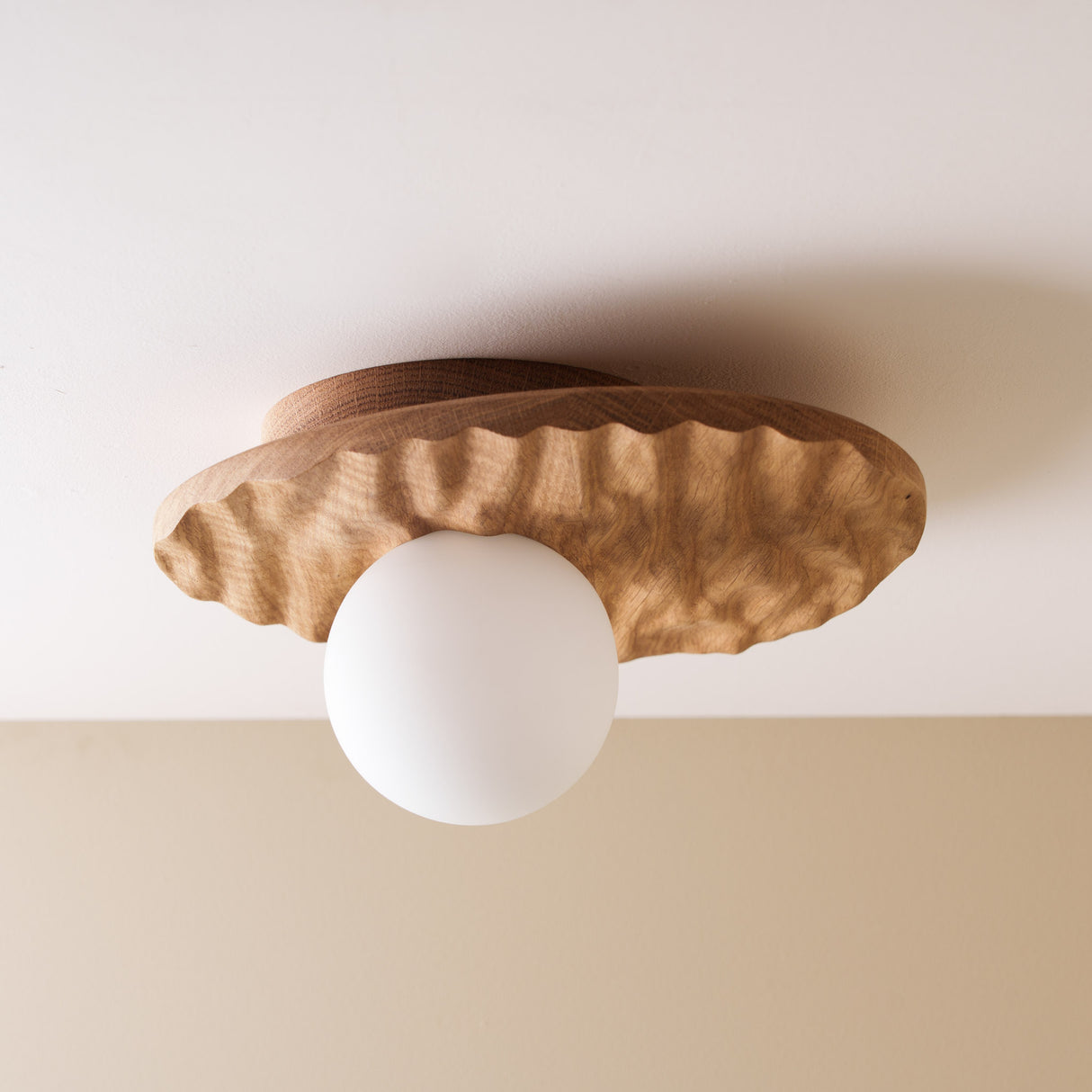 Studio Haran Towan Flush Ceiling Light in Solid Wood